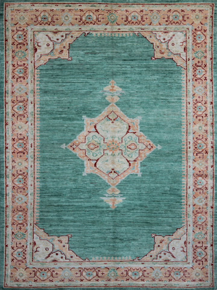 5X7 FT Green Medallion Oushak Rug-San Francisco Rugs--San Francisco Rugs
