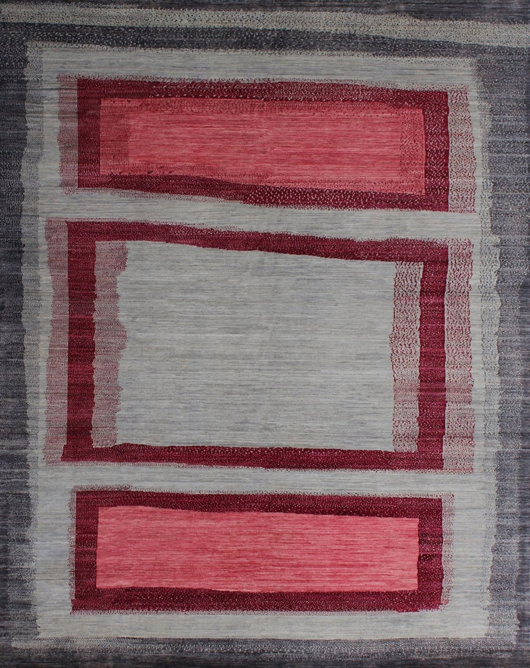 8X10 PINK & GRAY BOXED DESIGN MODERN HAND KNOTTED RUG-San Francisco Rugs--San Francisco Rugs