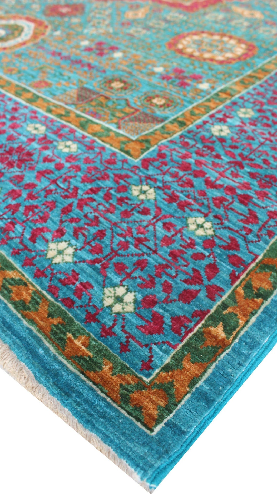 Green-Blue 5x7 Ft Hand Knotted Rug - Mamluk, Medallion Rug - Plush Wool Rug - Living Room Rugs - Area Rug For Dining Room - Office Rug-San Francisco Rugs--San Francisco Rugs