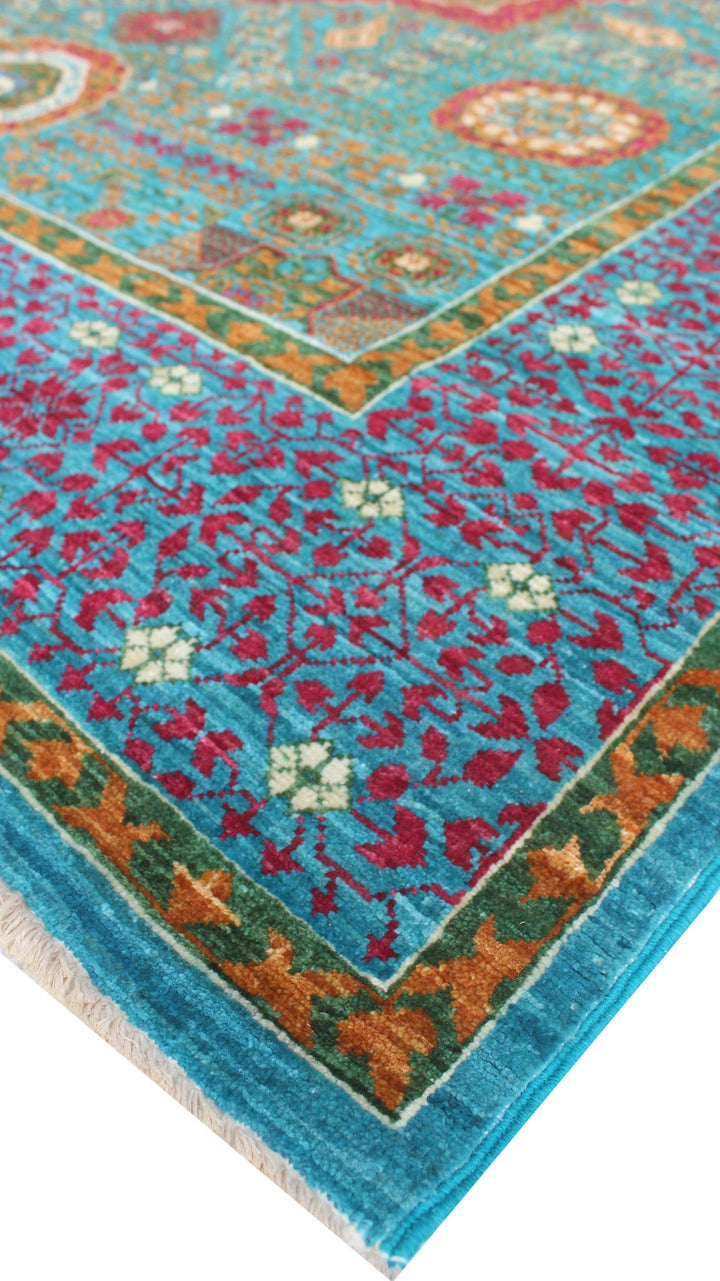 Green-Blue 5x7 Ft Hand Knotted Rug - Mamluk, Medallion Rug - Plush Wool Rug - Living Room Rugs - Area Rug For Dining Room - Office Rug-San Francisco Rugs--San Francisco Rugs
