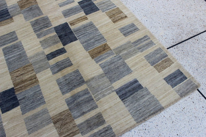 9X12 CHECKERED BOX CONTEMPORARY HAND KNOTTED AFGHAN RUG-San Francisco Rugs--San Francisco Rugs