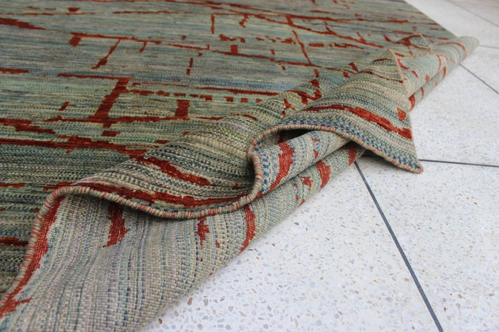 Green 5'11x8'5 ft Hand knotted Gabbeh Rug - Exquisite, Modern designer Rug - Contemporary Rug For Living Room - Bedroom, Dining Room Rug-San Francisco Rugs--San Francisco Rugs