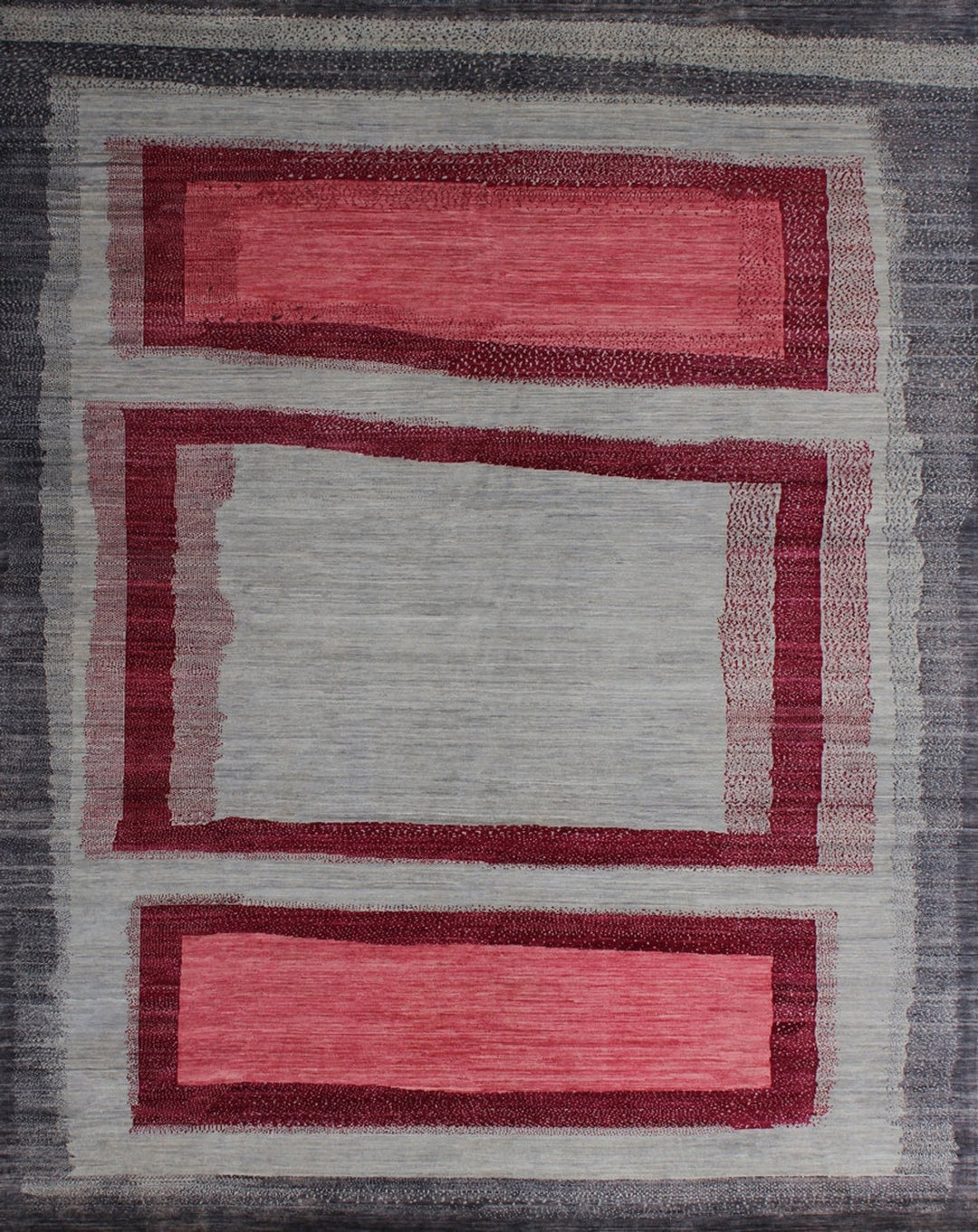 8X10 PINK & GRAY BOXED DESIGN MODERN HAND KNOTTED RUG-San Francisco Rugs--San Francisco Rugs