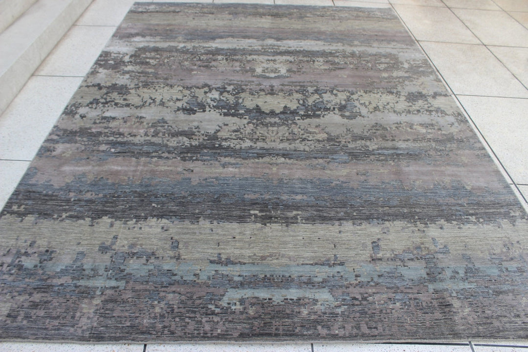 9X12 GRAY WOOL & SILK HAND KNOTTED MODERN RUG-San Francisco Rugs--San Francisco Rugs