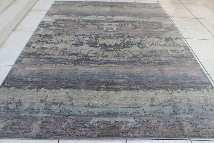 9X12 GRAY WOOL & SILK HAND KNOTTED MODERN RUG-San Francisco Rugs--San Francisco Rugs