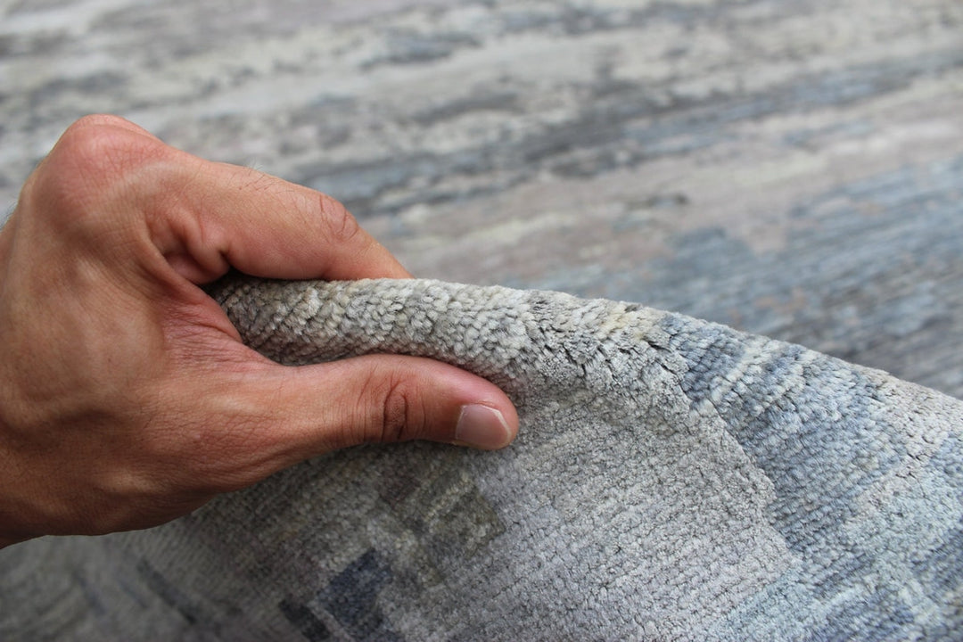 9X12 GRAY WOOL & SILK HAND KNOTTED MODERN RUG-San Francisco Rugs--San Francisco Rugs