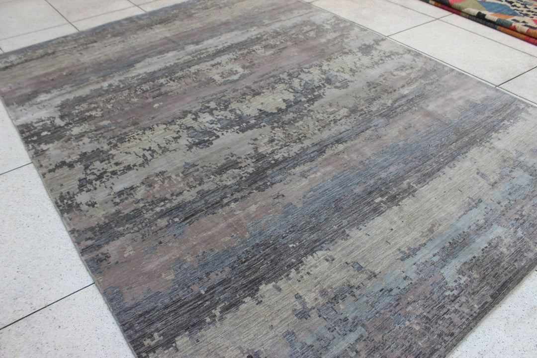 9X12 GRAY WOOL & SILK HAND KNOTTED MODERN RUG-San Francisco Rugs--San Francisco Rugs