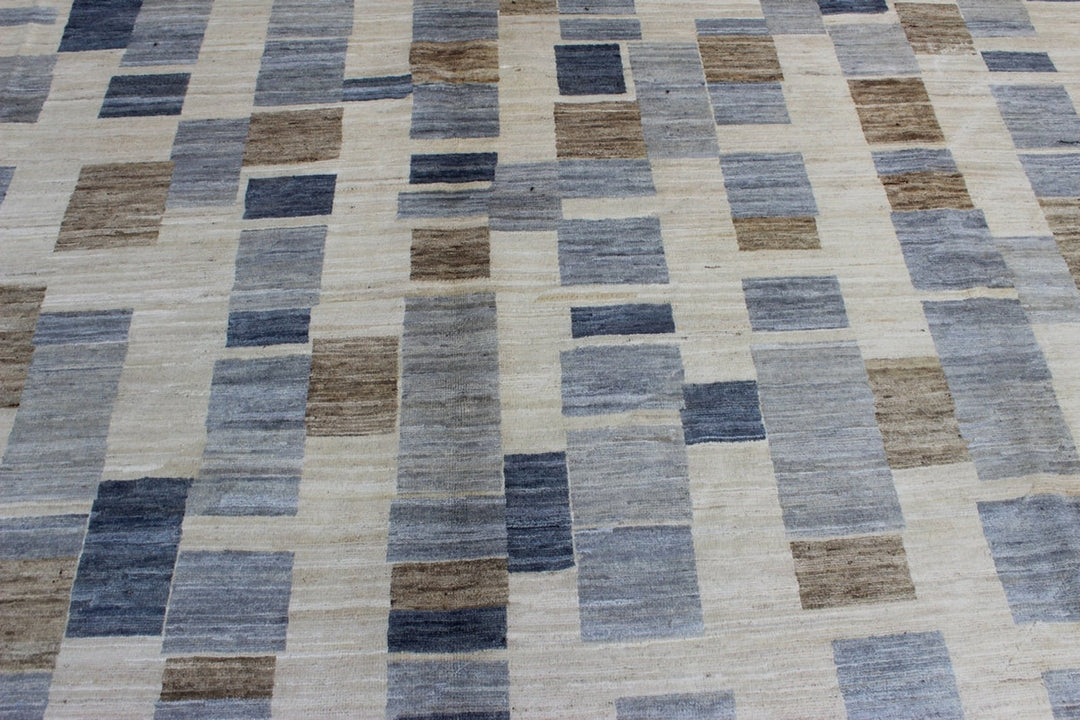 9X12 CHECKERED BOX CONTEMPORARY HAND KNOTTED AFGHAN RUG-San Francisco Rugs--San Francisco Rugs