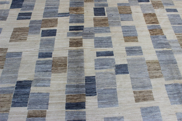 9X12 CHECKERED BOX CONTEMPORARY HAND KNOTTED AFGHAN RUG-San Francisco Rugs--San Francisco Rugs