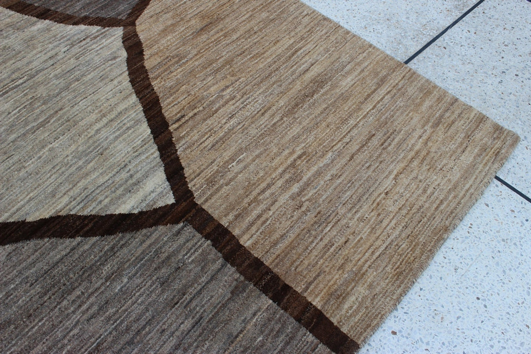 9X12 GEOMETRIC BROWN HAND KNOTTED MODERN RUG-San Francisco Rugs--San Francisco Rugs