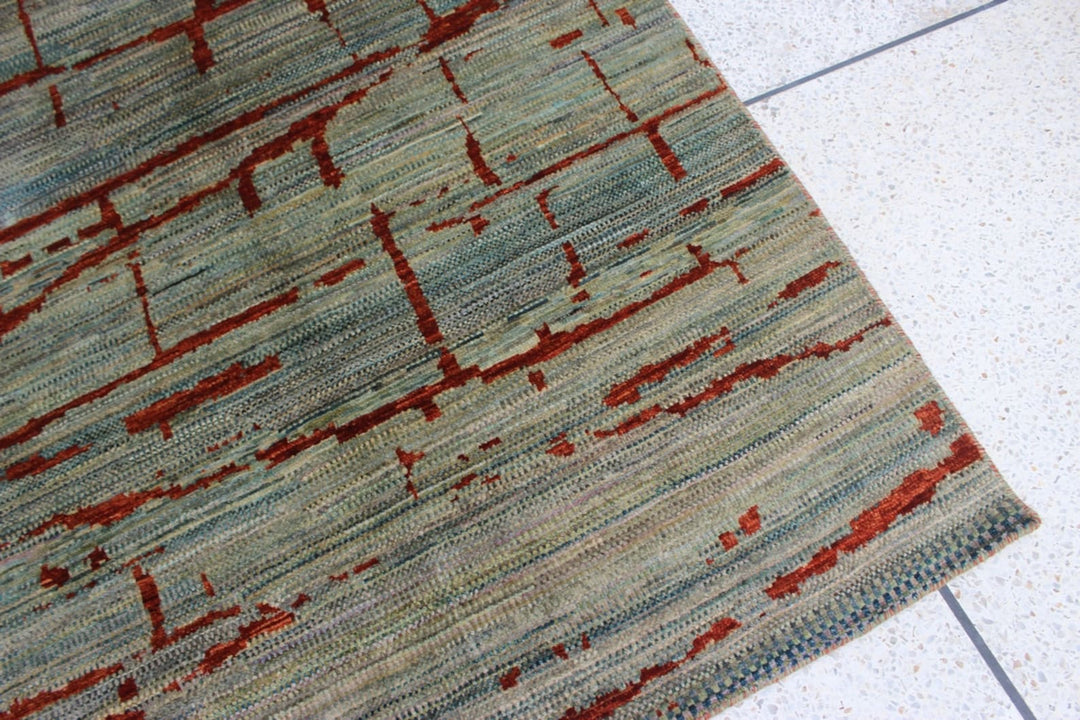 Green 5'11x8'5 ft Hand knotted Gabbeh Rug - Exquisite, Modern designer Rug - Contemporary Rug For Living Room - Bedroom, Dining Room Rug-San Francisco Rugs--San Francisco Rugs