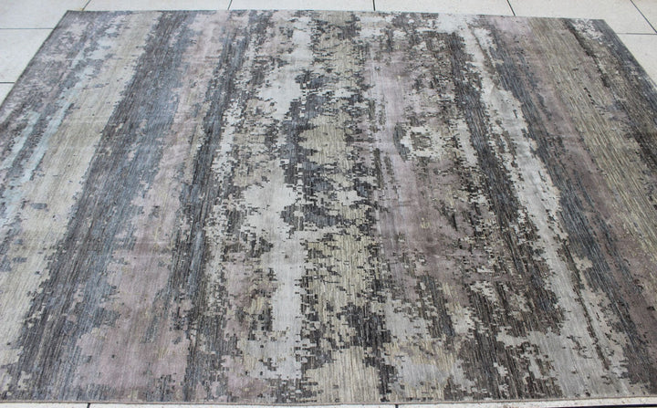 9X12 GRAY WOOL & SILK HAND KNOTTED MODERN RUG-San Francisco Rugs--San Francisco Rugs