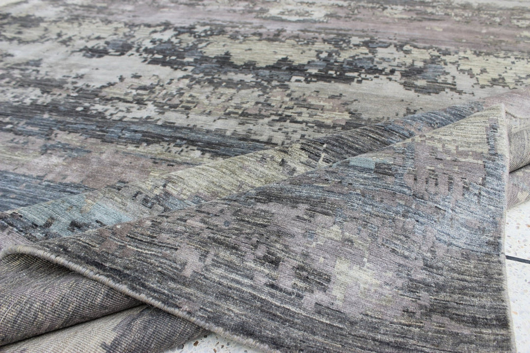 9X12 GRAY WOOL & SILK HAND KNOTTED MODERN RUG-San Francisco Rugs--San Francisco Rugs