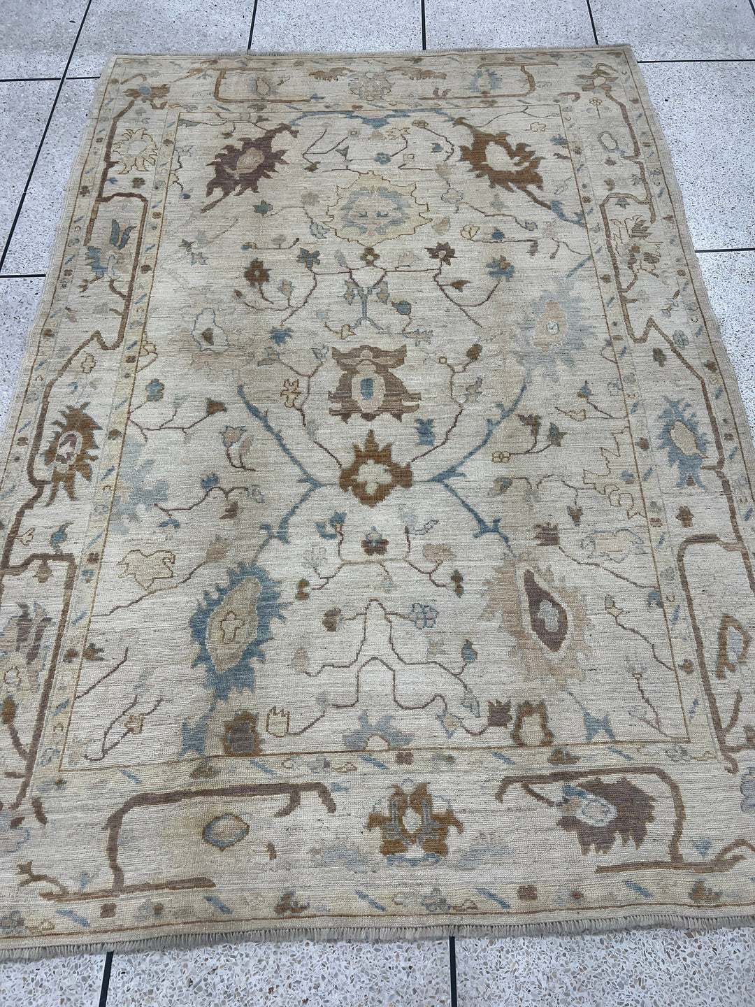 Brown 6x9 Ft Hand Knotted Turkish Oushak Rug - Exquisite Afghan Rug - Soft Wool Rug - Living Room Rug - Bedroom Rug - Kids Room, Office Rug-San Francisco Rugs--San Francisco Rugs