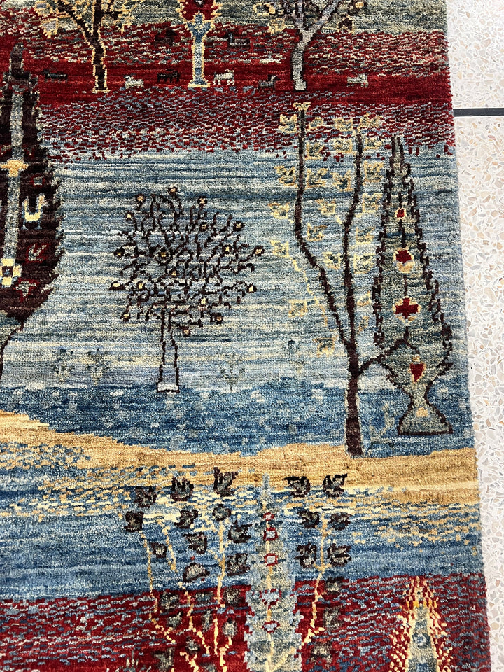 Exquisite 2x3 Ft Hand Knotted Wool Rug - Afghan Luri Gabbeh Rug - Red, Landscape Doormat Rug - Entryway Rug - Kitchen Rug - Small office Rug-San Francisco Rugs--San Francisco Rugs