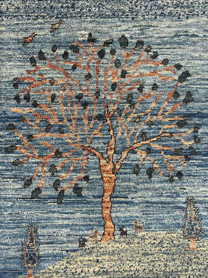 Blue 2x3 Ft Hand Knotted Rug - Fine Quality Tree Rug - Afghan Gabbeh Rug - Entryway Rug - Door Mat Rug - Small Bathroom, Office, Kitchen Rug-San Francisco Rugs--San Francisco Rugs