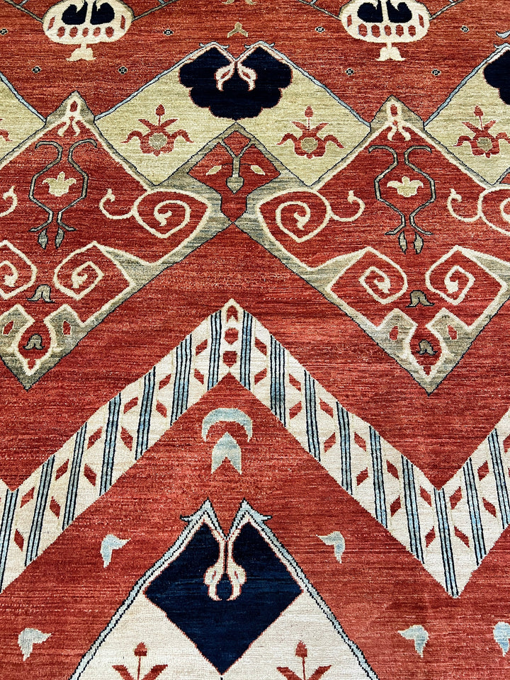 Red 6'4X9'8Ft Hand Knotted Afghan Rug - Tribal Area Rug - Natural Dye Wool Rug - 6x10 Bedroom Rug - Living Room Rug - Dining Room Rug-San Francisco Rugs--San Francisco Rugs
