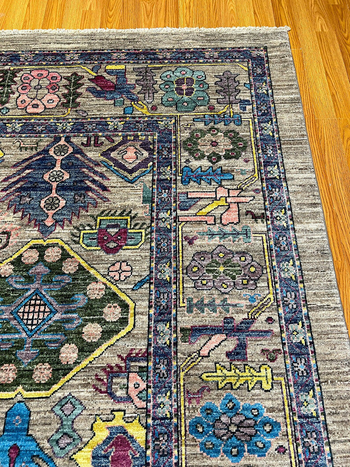 Gray 8x10 Ft Hand Knotted Wool Rug - Handmade Afghan Rug - Pastel Color Rugs - Home Decor Rugs - 8x10 Bedroom Rug - Living Room Rugs-San Francisco Rugs--San Francisco Rugs