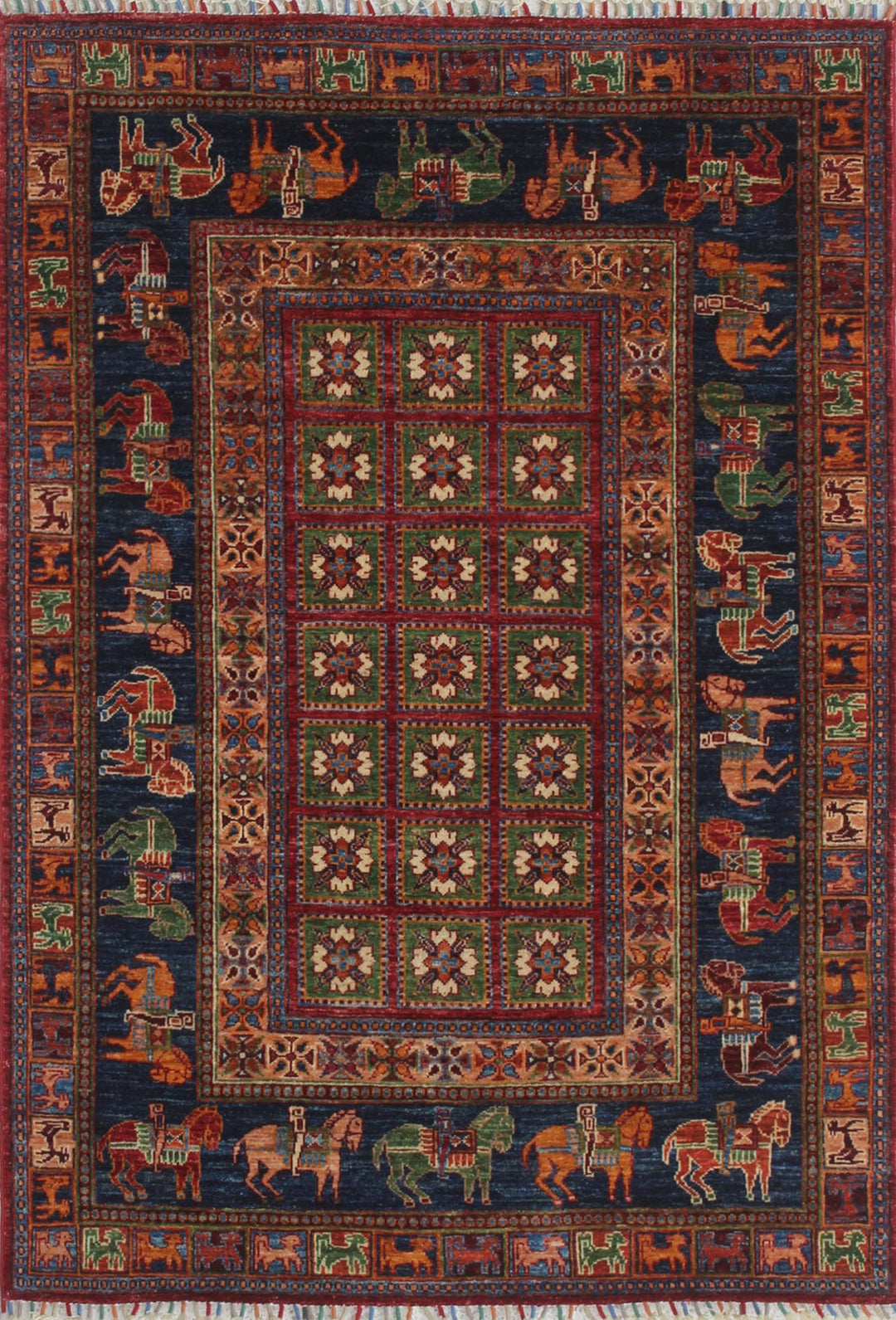 Pazyryk 4x6 Ft Hand Knotted Wool Rug - Tribal Wool Rug - 4x6 Entryway Rug - Kitchen Rug - Small Living Room, Bedroom Rug - Home Decor Rugs-San Francisco Rugs--San Francisco Rugs