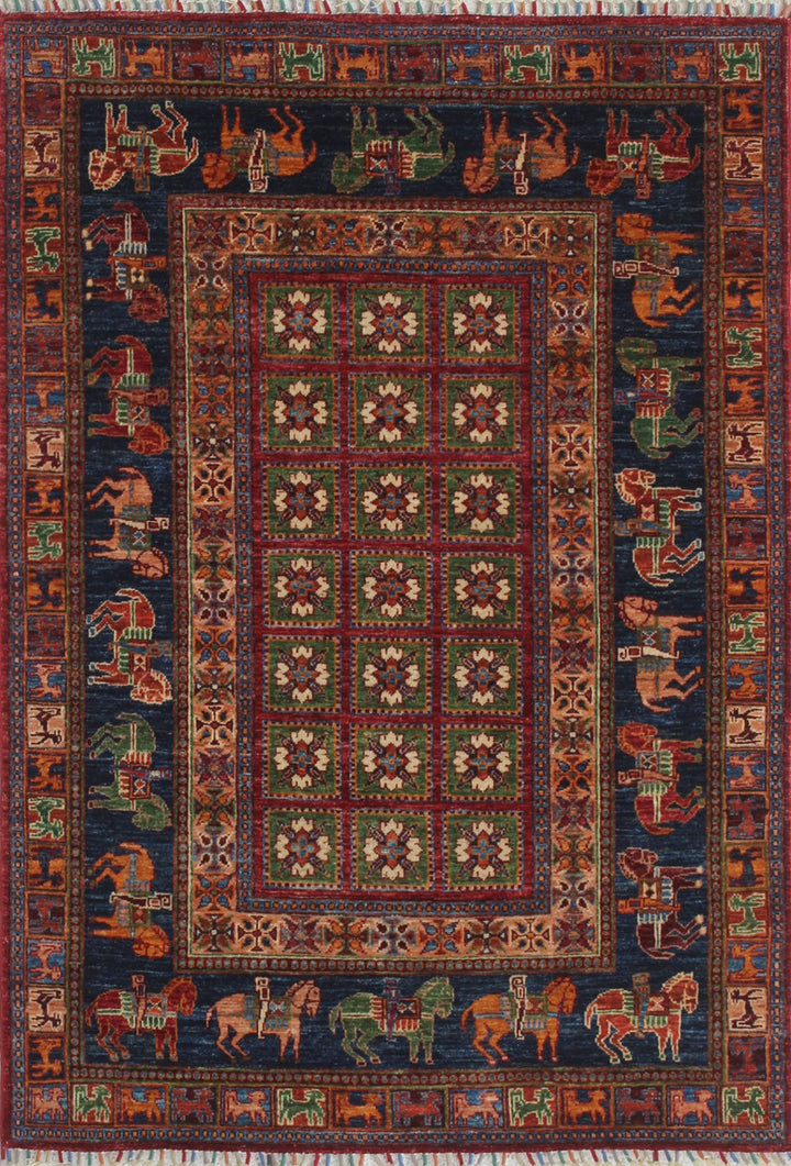 Pazyryk 4x6 Ft Hand Knotted Wool Rug - Tribal Wool Rug - 4x6 Entryway Rug - Kitchen Rug - Small Living Room, Bedroom Rug - Home Decor Rugs-San Francisco Rugs--San Francisco Rugs