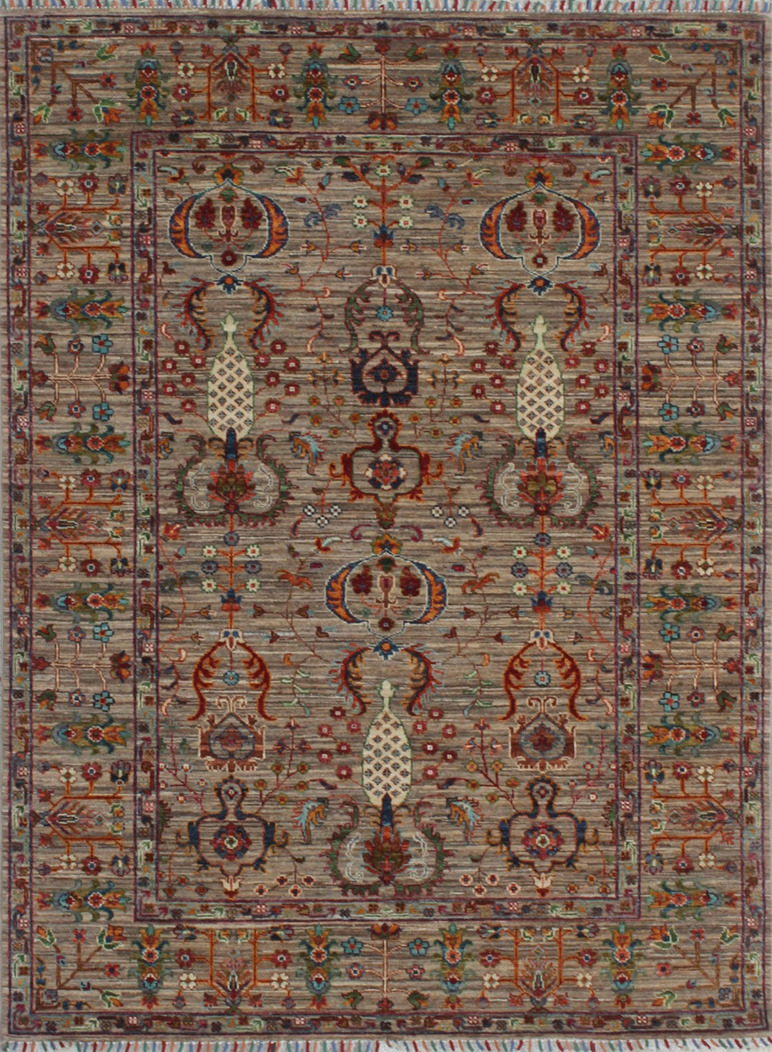 Natural Gray 5x7 Ft Hand Knotted Wool Rug - Afghan Area Rug - Soft Wool Rug - Small Area Rug For Office, Bedroom, Living Room - Home Decors-San Francisco Rugs--San Francisco Rugs