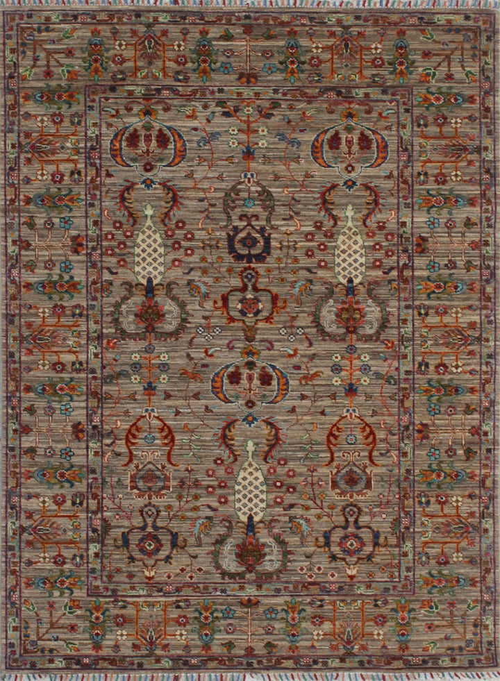 Natural Gray 5x7 Ft Hand Knotted Wool Rug - Afghan Area Rug - Soft Wool Rug - Small Area Rug For Office, Bedroom, Living Room - Home Decors-San Francisco Rugs--San Francisco Rugs