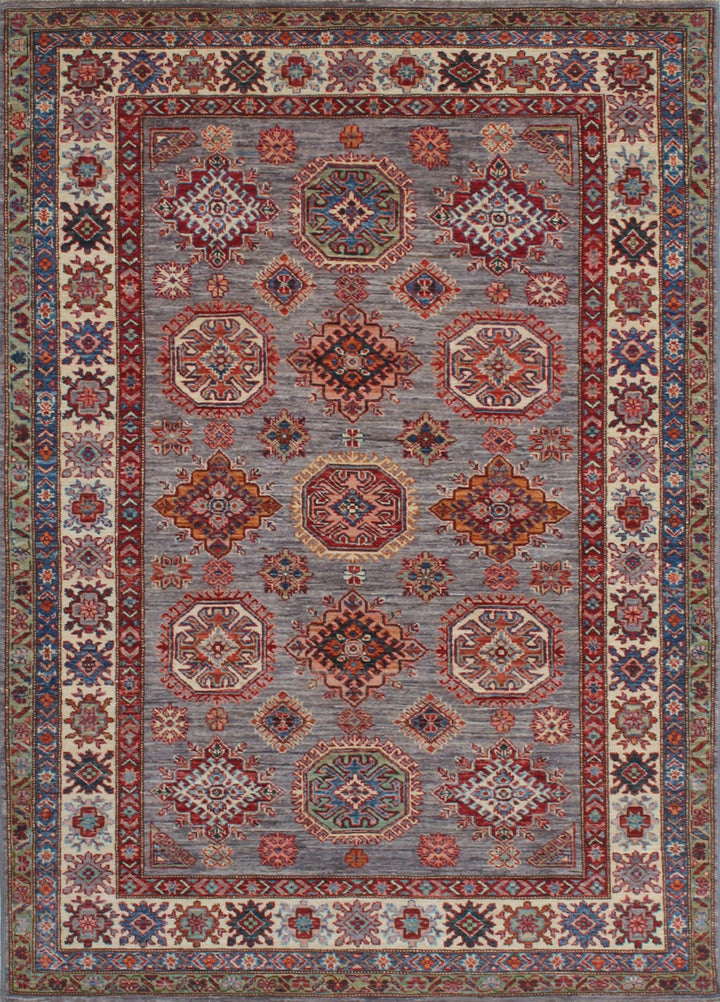 Gray-Red 5x7 Ft Tribal Afghan Rug - Hand Knotted Soft Wool Rug - Small Area Rug For Bedroom, Office, Living Room - Home Decor Rugs-San Francisco Rugs--San Francisco Rugs