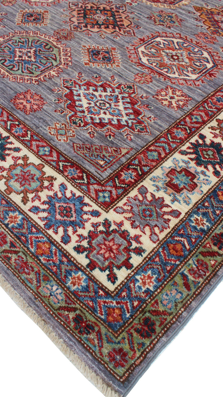 Gray-Red 5x7 Ft Tribal Afghan Rug - Hand Knotted Soft Wool Rug - Small Area Rug For Bedroom, Office, Living Room - Home Decor Rugs-San Francisco Rugs--San Francisco Rugs