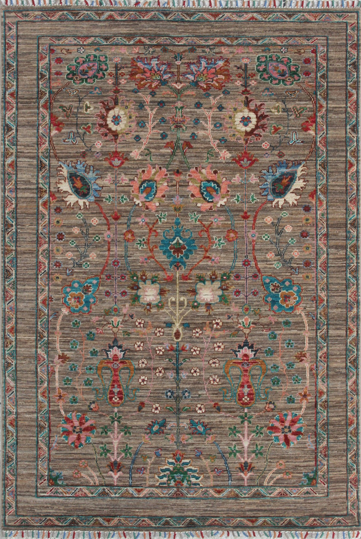 Natural Gray 4x6 ft Hand Knotted Rug - Exquisite Afghan Design Rug - Soft Plush Wool Rug - Small Entryway Rug - Kitchen Rug - Office Rug-San Francisco Rugs--San Francisco Rugs