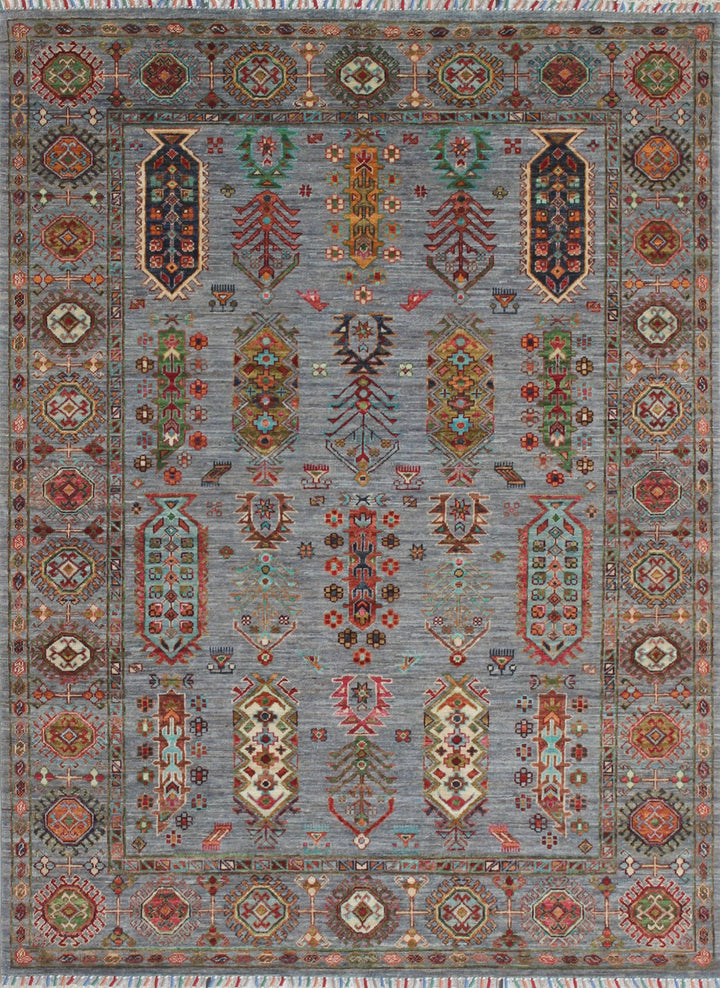 Gray 5x7 Ft Hand Knotted Wool Rug - Transitional Design Rug - Tribal Afghan Rug - 5x7 Bedroom Rug - Office Rug - Kids Room Rug - Home Decors-San Francisco Rugs--San Francisco Rugs