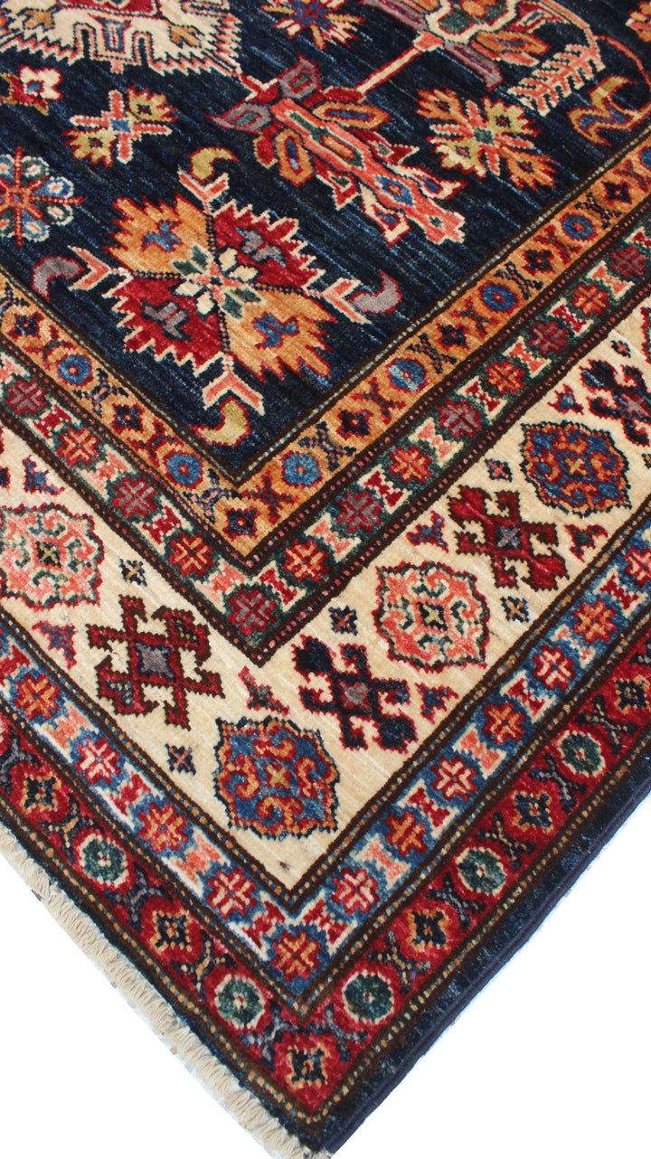4'10x6'5 Ft Hand Knotted Wool Rug - Navy Blue Beige Red Tribal Rug - 5x7 Area Rug For Living Room, Bedroom, Office - Home Decor Rugs-San Francisco Rugs--San Francisco Rugs