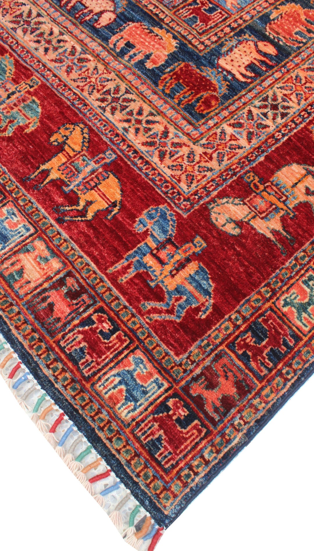 Animal Pattern 6x8 Ft Hand Knotted Rug - Tribal Pazyryk Rug - Natural Plush Wool Rug - 6x8 Bedroom Rug - Living Room Rug - Office Rug-San Francisco Rugs--San Francisco Rugs