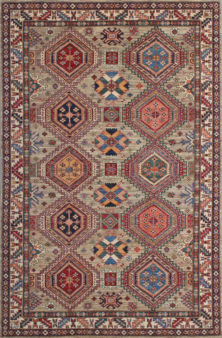 5'6x8'4 Ft Hand Knotted Rug - Geometric Design Rug - Tribal Afghan Rug - Natural Dye Wool Rug - Small Bedroom Rug - Dining Room Rug-San Francisco Rugs--San Francisco Rugs