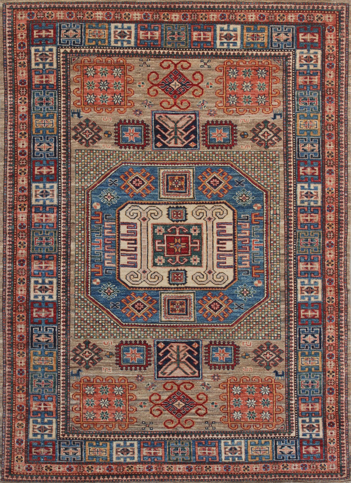 Gray 5x7 Ft Hand Knotted Tribal Rug - Medallion Design Rug - Natural Dye Wool Rug - Small 5x7 Area Rug For Dining Room, Living Room, Office-San Francisco Rugs--San Francisco Rugs