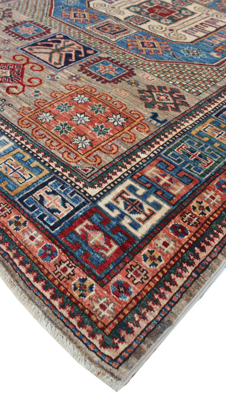 Gray 5x7 Ft Hand Knotted Tribal Rug - Medallion Design Rug - Natural Dye Wool Rug - Small 5x7 Area Rug For Dining Room, Living Room, Office-San Francisco Rugs--San Francisco Rugs