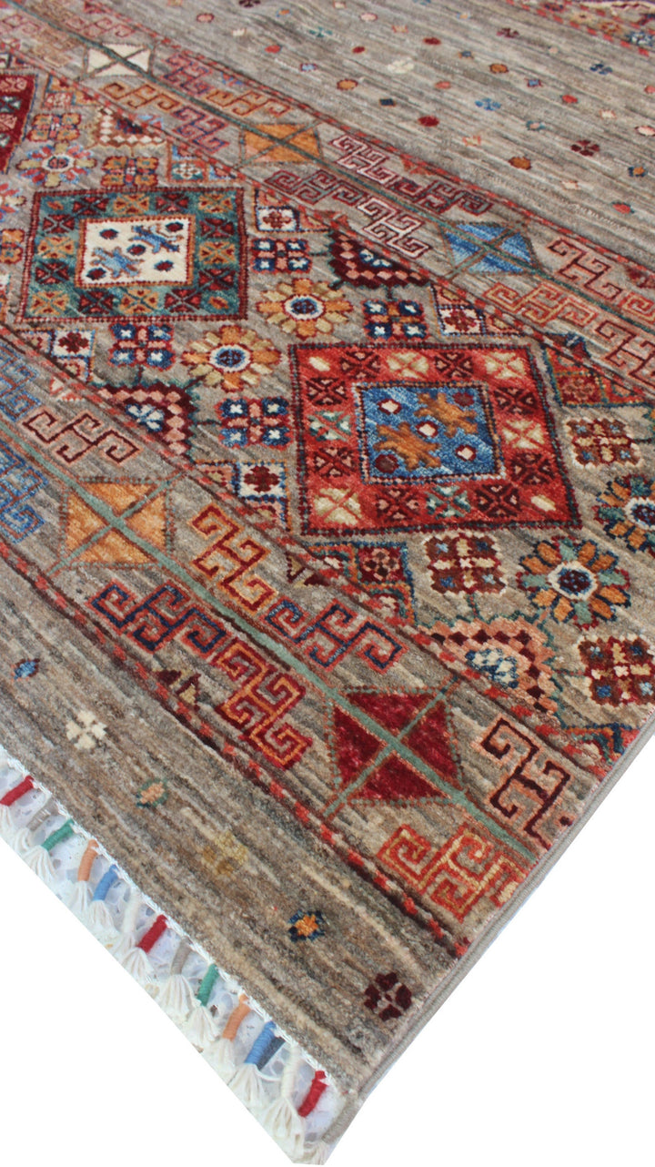 Gray 5x7 Ft Hand Knotted Rug - Khoy Nomad Design Rug - Afghan Tribal Rug - 5x7 Living Room, Dining Room, Office Rug - Interior Design Rug-San Francisco Rugs--San Francisco Rugs