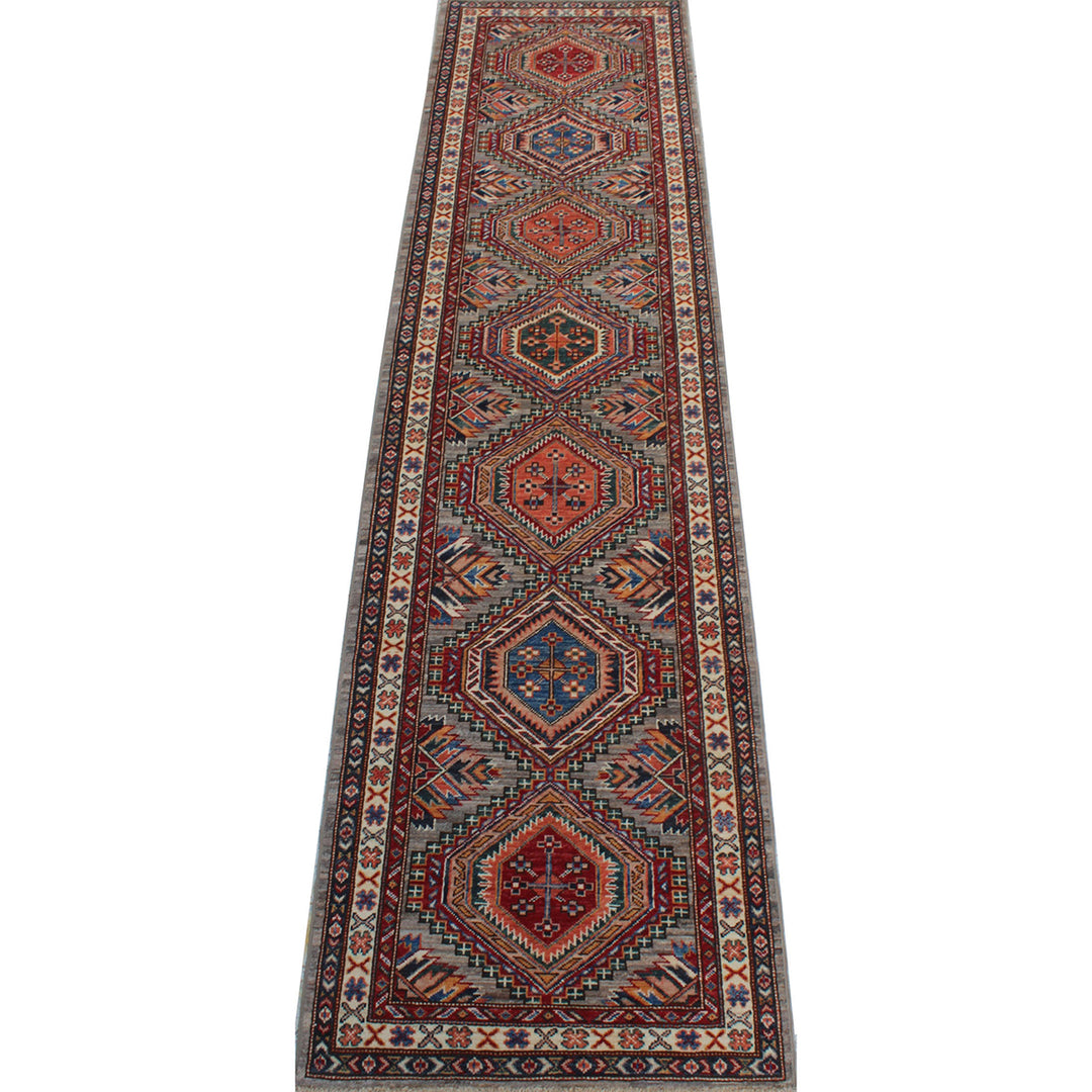 Gray 2'9x10'9 Ft Hand Knotted Wool Rug - Tribal Runner Rug - Geometric Design Rug - Interior Design Rugs - Hallway Runner Rug - 3x11 Runners-San Francisco Rugs--San Francisco Rugs