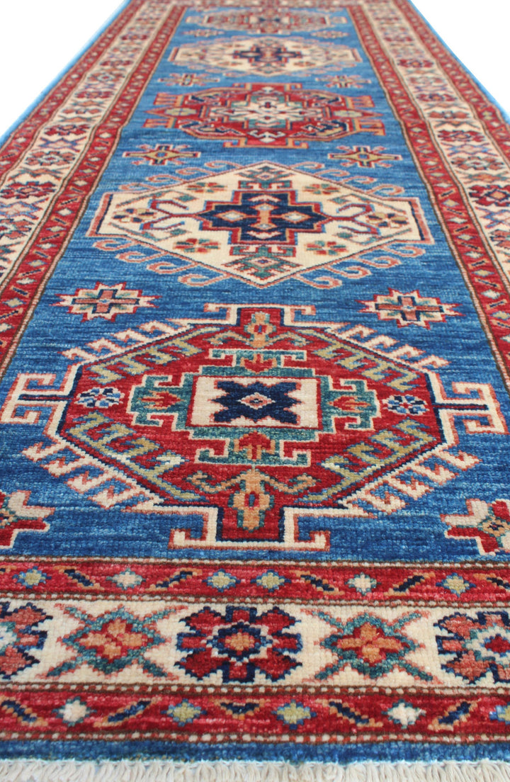Blue 2'7x6'11 Ft Hand Knotted Runner Rug - Nomadic Shirvan Rug - Soft Wool Rug - Tribal Runner Rug - 3x7 Hallway Runner - Kitchen Runner Rug-San Francisco Rugs--San Francisco Rugs