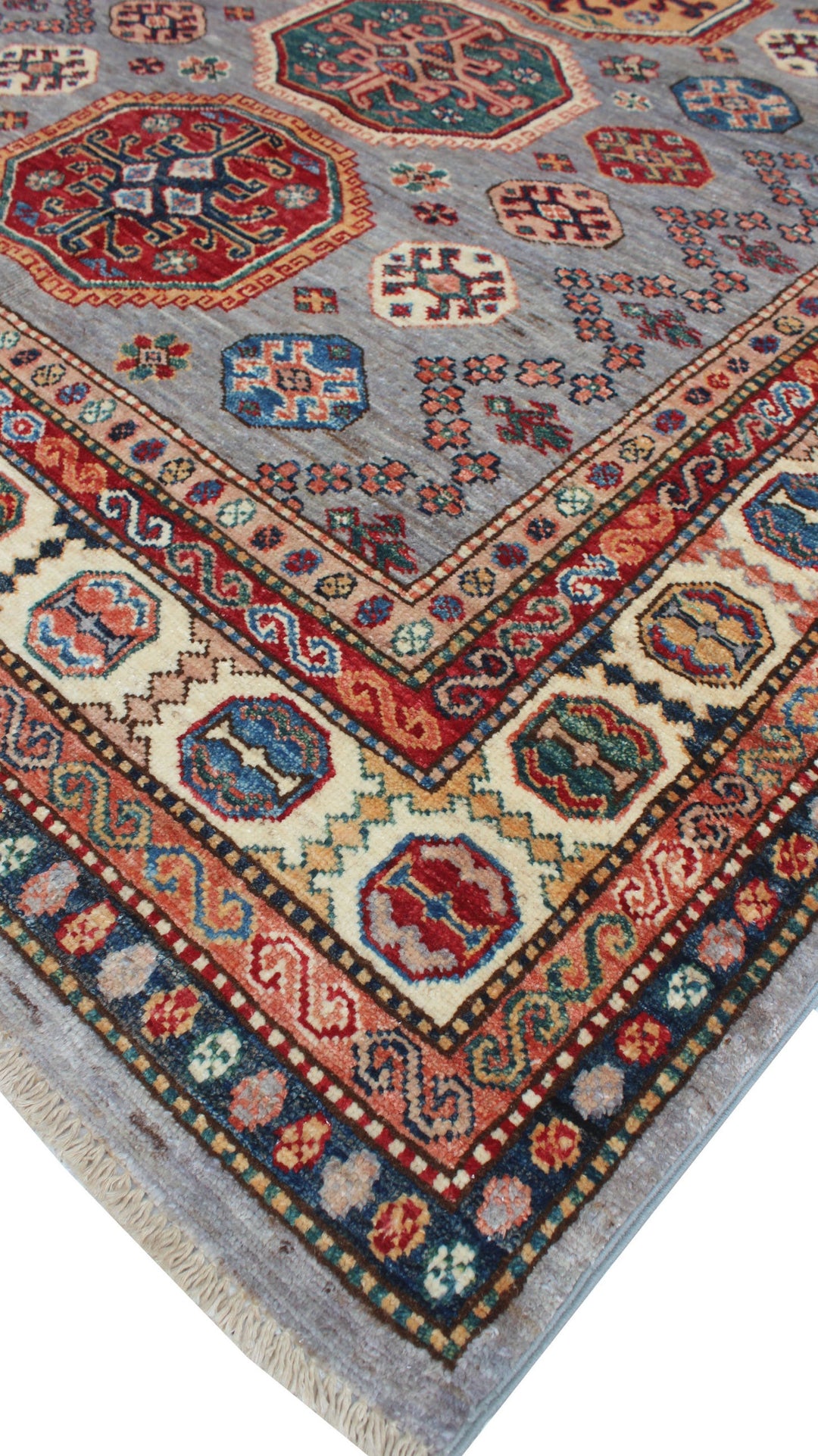 Gray 5x7 Ft Hand Knotted Rug - Tribal Afghan Rug - Soft, Plush Wool Rug - 5x7 Bedroom, Living Room, Office Rug - Home Decor Rugs-San Francisco Rugs--San Francisco Rugs