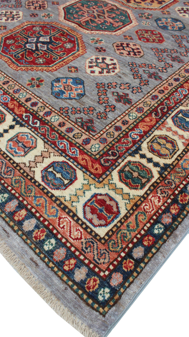 Gray 5x7 Ft Hand Knotted Rug - Tribal Afghan Rug - Soft, Plush Wool Rug - 5x7 Bedroom, Living Room, Office Rug - Home Decor Rugs-San Francisco Rugs--San Francisco Rugs