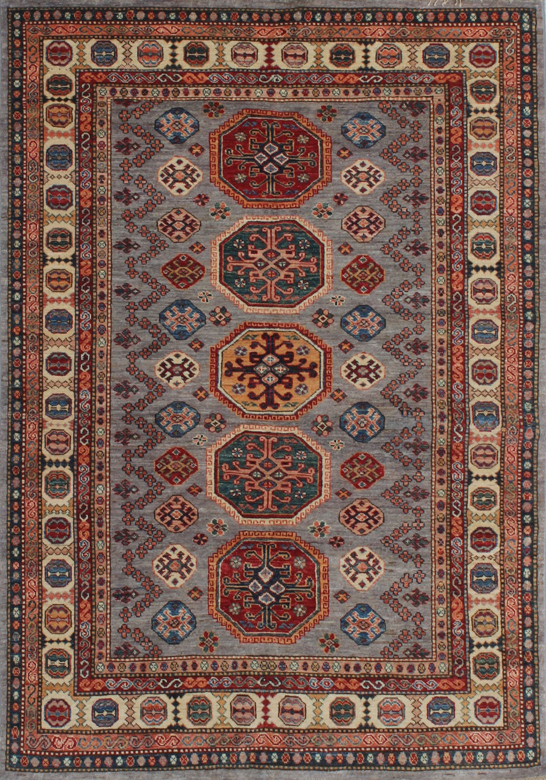 Gray 5x7 Ft Hand Knotted Rug - Tribal Afghan Rug - Soft, Plush Wool Rug - 5x7 Bedroom, Living Room, Office Rug - Home Decor Rugs-San Francisco Rugs--San Francisco Rugs