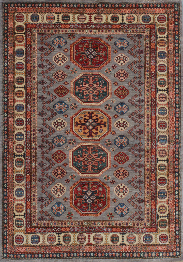 Gray 5x7 Ft Hand Knotted Rug - Tribal Afghan Rug - Soft, Plush Wool Rug - 5x7 Bedroom, Living Room, Office Rug - Home Decor Rugs-San Francisco Rugs--San Francisco Rugs