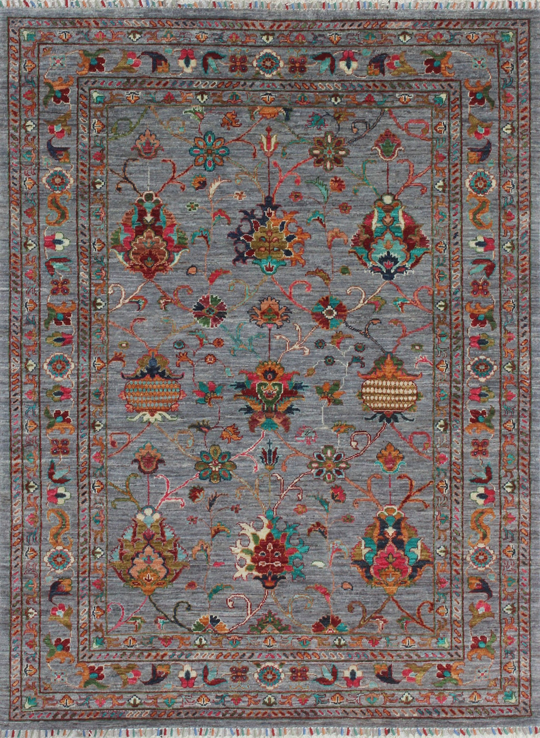 Gray 5x7 F Hand Knotted Rug - Natural Dye Wool Rug - Tribal Area Rug - Exquisite, Home Decor Rugs - 5x7 Office Rug - Bedroom Rug-San Francisco Rugs--San Francisco Rugs