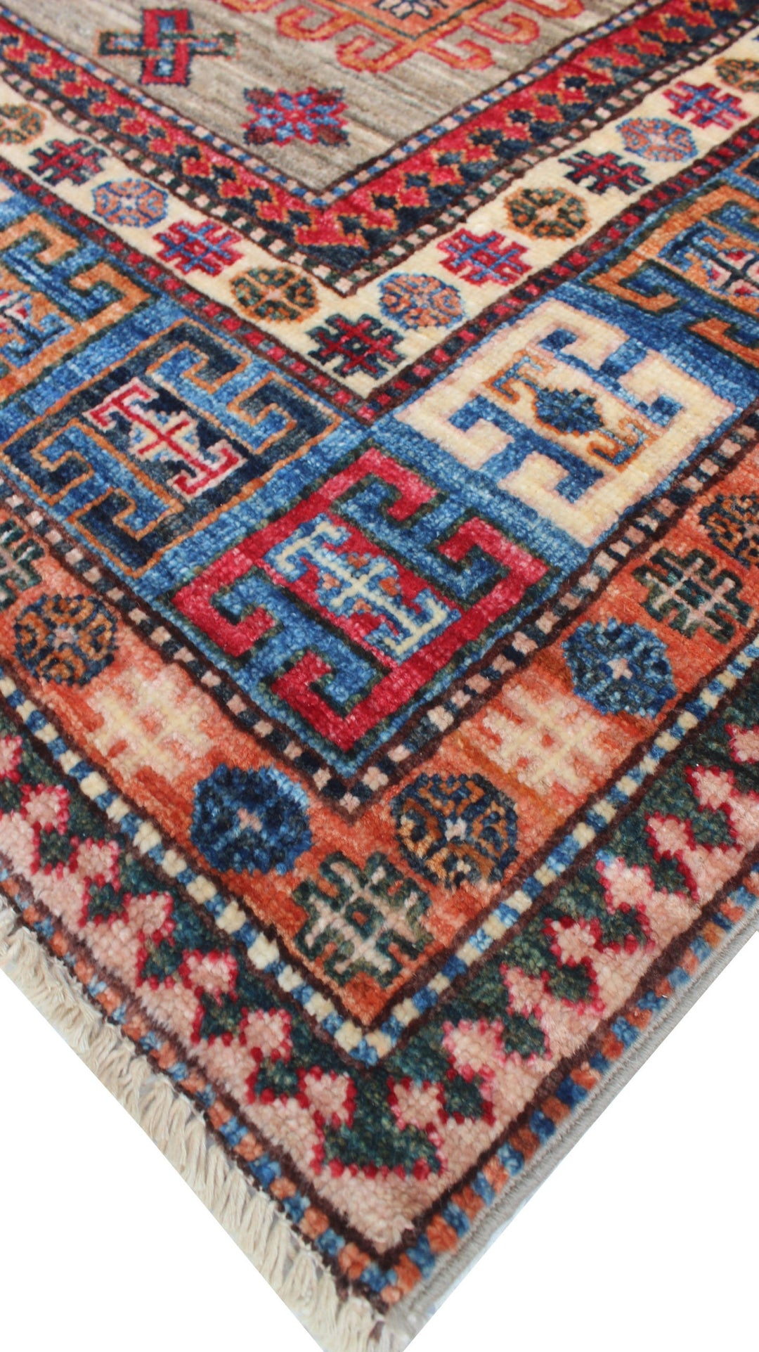 Natural Gray 5'5x8'1 Ft Afghan Rug - Hand Knotted Wool Rug - Tribal Area Rug For Dining Room, Living Room, Office - Home Decor Rugs-San Francisco Rugs--San Francisco Rugs