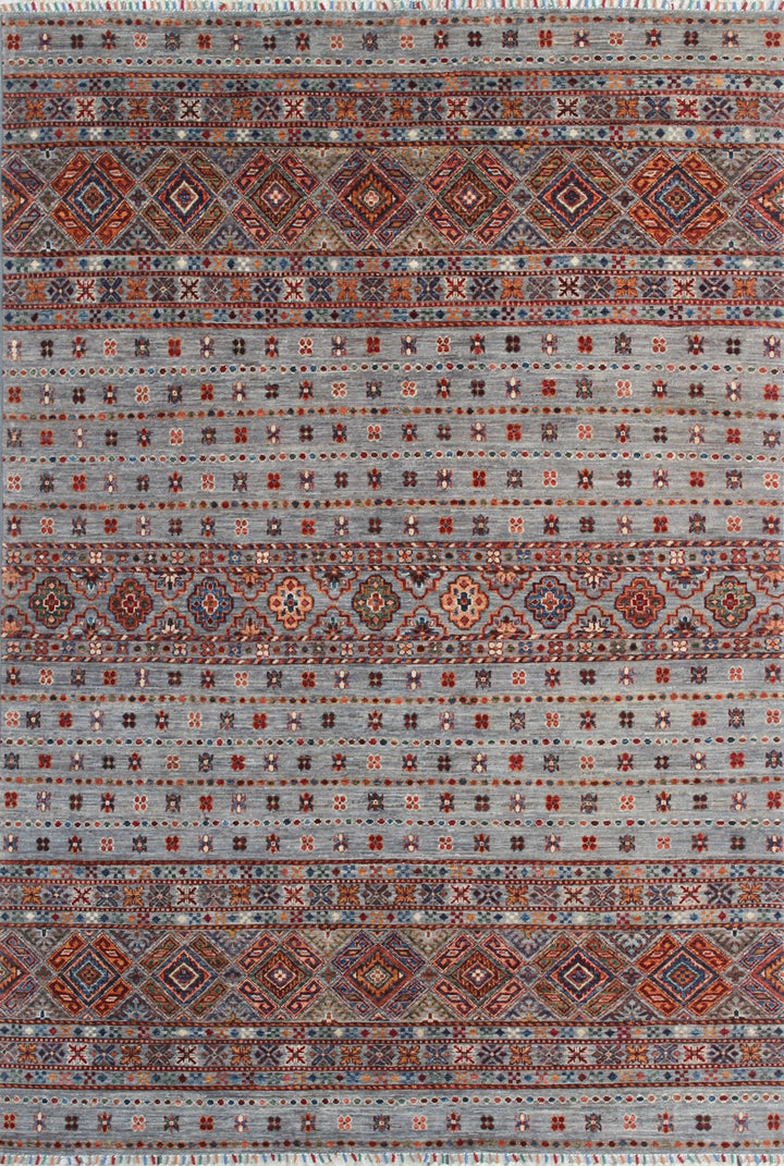 Gray 5'6x7'10 Ft Hand Knotted Rug - Afghan Khoy Nomad Rug - Tribal Area Rug - Soft Wool Rug - 6x8 Bedroom Rug - Office Rug - Living Room Rug-San Francisco Rugs--San Francisco Rugs