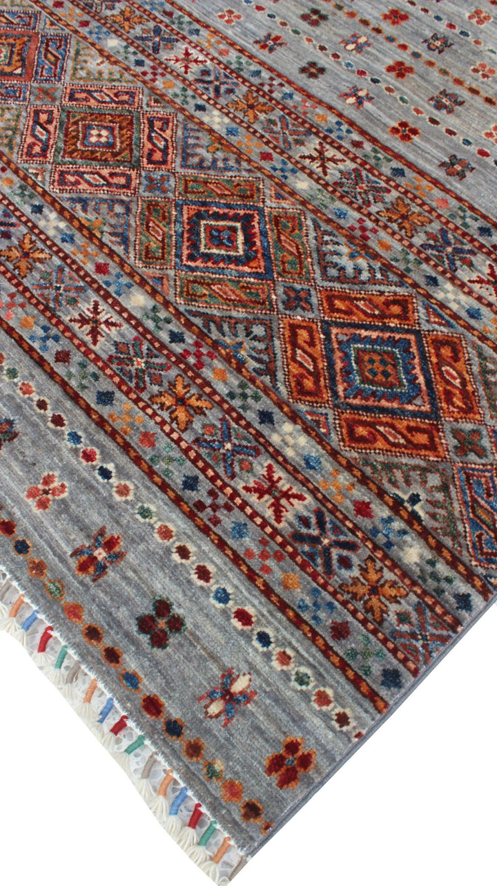 Gray 5'6x7'10 Ft Hand Knotted Rug - Afghan Khoy Nomad Rug - Tribal Area Rug - Soft Wool Rug - 6x8 Bedroom Rug - Office Rug - Living Room Rug-San Francisco Rugs--San Francisco Rugs