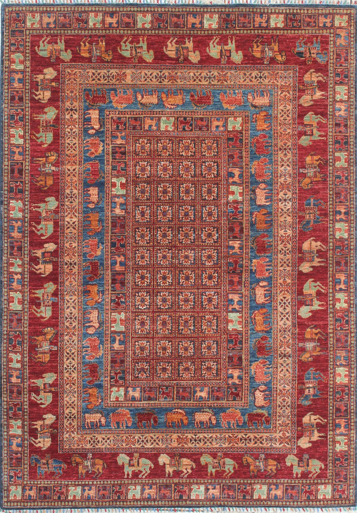 Tribal 6x8 Ft Hand Knotted Rug - Soft Plush Wool Rug - Pazyryk Rug - Horse Design Rug - Living Room Rug - Dining Room Rug - Home Decor Rugs-San Francisco Rugs--San Francisco Rugs