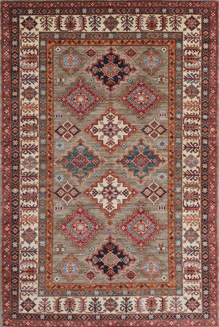 Gray 5'7x8'1 Ft Hand Knotted Wool Rug - Tribal Area Rug - 6x8 Office Rug - Living Room Rug - Small Dining Room Rug - Home Decor Rugs-San Francisco Rugs--San Francisco Rugs