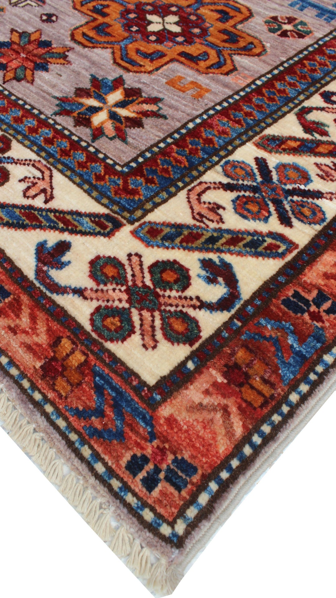 Tribal 4x6 Ft Hand Knotted Rug - Afghan Rug - Soft Plush Wool Rug - Beige Red Gray Rug - Small Office Rug - Kitchen Rug - Entryway Rug-San Francisco Rugs--San Francisco Rugs