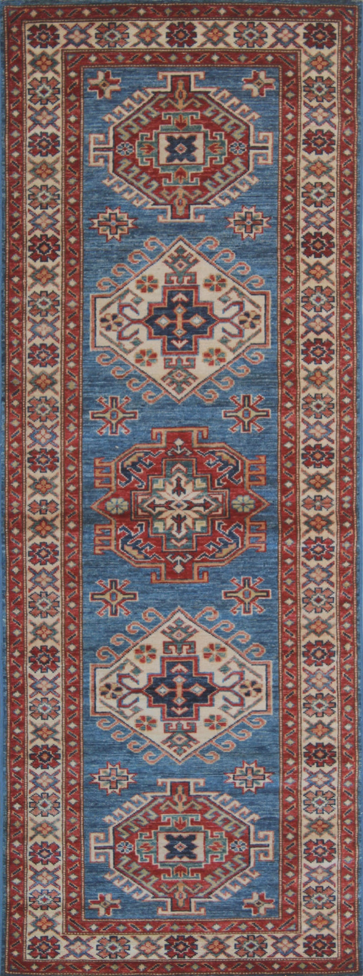 Blue 2'7x6'11 Ft Hand Knotted Wool Runner Rug - Soft Plush Wool Rug - 7 Feet Hallway Runner Rug - Entryway Runner Rug - Home Decor Rugs-San Francisco Rugs--San Francisco Rugs